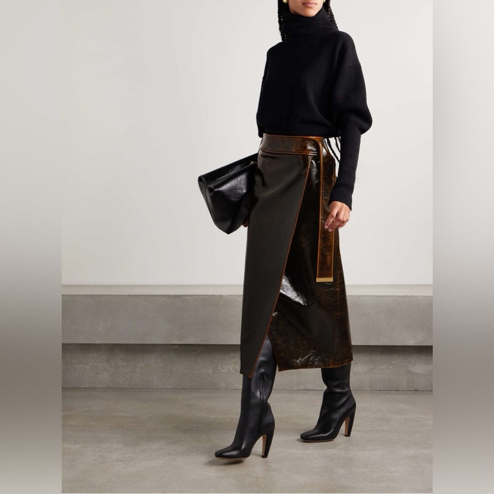 Brandon Maxwell The Evelyn Wool-Blend Wrap Midi Skirt NWT